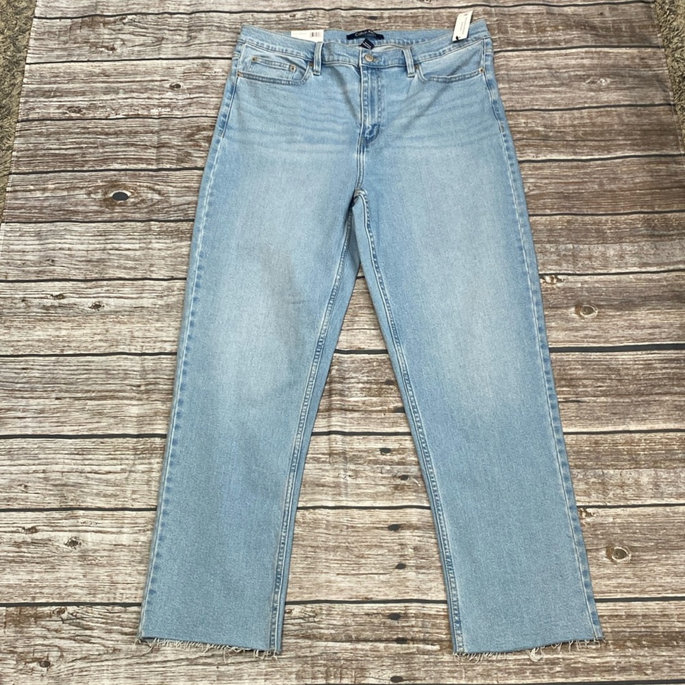 NWT Calvin Klein vintage straight high-rise light wash jeans size 12